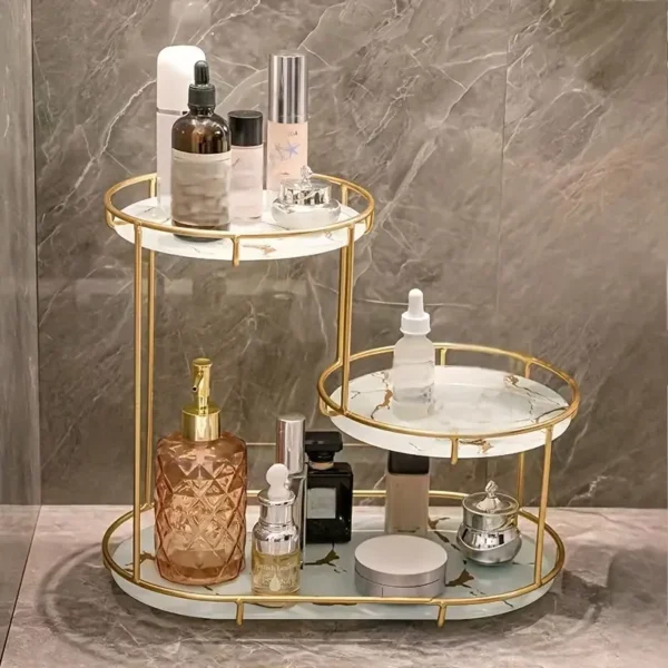 Elegant 3-Tier Stainless Steel Makeup Organizer - Image 2