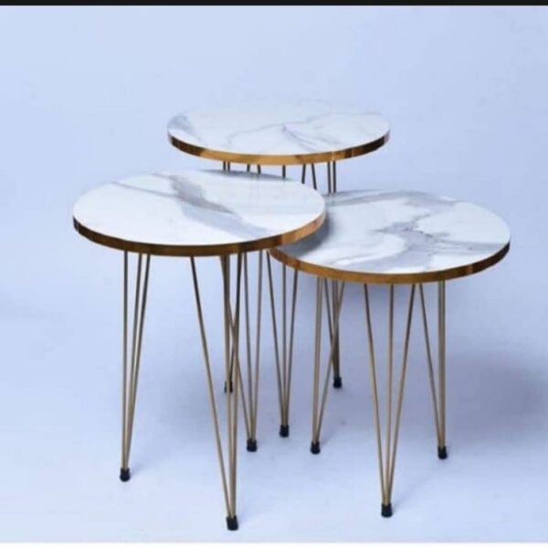 Elegant Nesting Table for Small Spaces, Bedside Table with Metal Legs for Bedroom, Living Room, Office, Balcony - Image 7