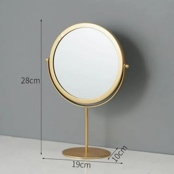 Portable Matel Stand Makeup Mirror Round Shape Desktop Vanity Mirror Gold - Image 2