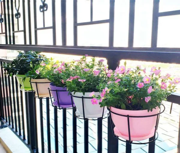 Balcony Railing Flower Pot Hanger Stand – Outdoor Plant Organizer - Image 3