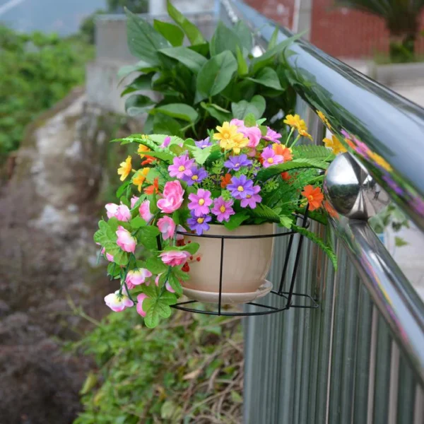Balcony Railing Flower Pot Hanger Stand – Outdoor Plant Organizer - Image 2
