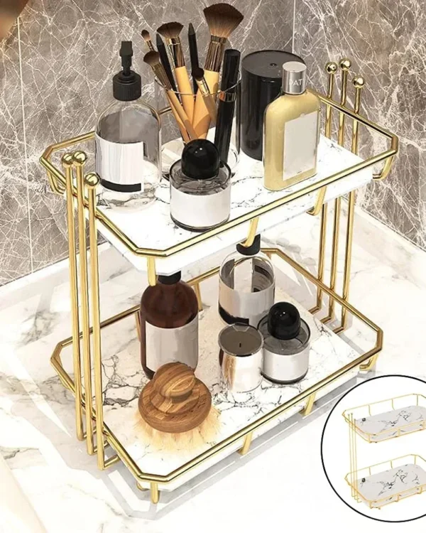 Cosmetic Storage Transparent Makeup Organizer 2 Tier Stand.